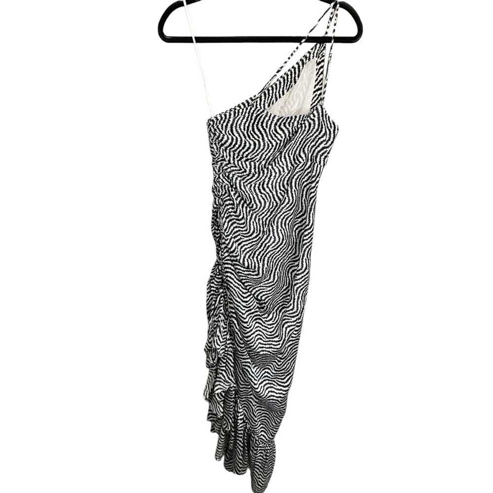 CINQ A SEPT Christel One-Shoulder Asymmetric Silk Midi Dress - Picture 6 of 8